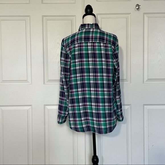 Gap The Fitted Boyfriend Plaid Flannel Button Up Shirt, Medium - Picture 4 of 13